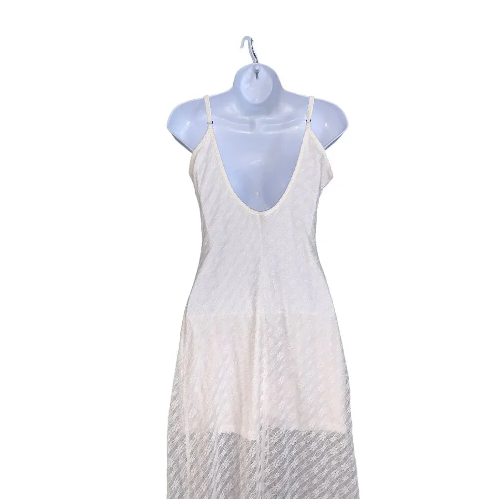 Wild Fable Junior Teens White Sleeveless Lace Textured Maxi Slip Dress Large - Picture 9 of 12